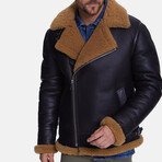 Shearling Pilot Jacket // Silky Brown + Ginger Curly Wool (S)