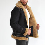 Shearling Aviator Jacket // Washed Brown + Ginger Curly Wool (S)