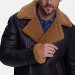 Shearling Pilot Jacket // Silky Brown + Ginger Curly Wool (S)
