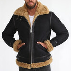 Shearling Aviator Jacket // Washed Brown + Ginger Curly Wool (S)