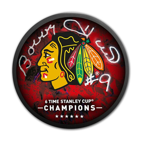 Bobby Hull Signed // Puck 6 Stanley Cup Champs Chicago