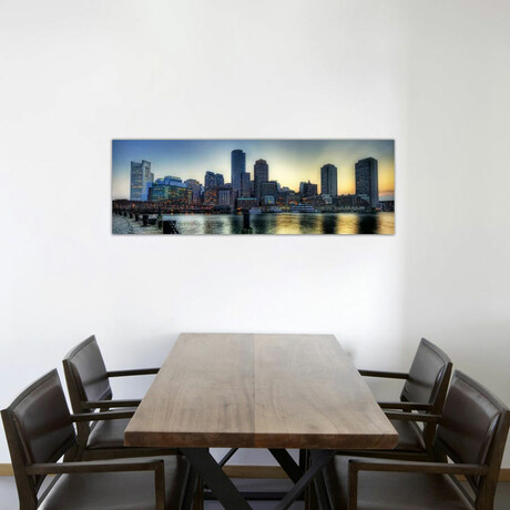 Boston Panoramic Skyline Cityscape // Unknown Artist (16"H x 48"W x 0.75"D)