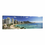 Buildings Along the Coastline Diamond Head, Waikiki Beach, Oahu, Honolulu, Hawaii, USA by Panoramic Images (12"H x 36"W x 1.5"D)