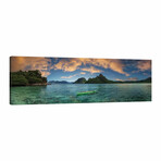 Boat In Lagoon With Mountain In The Background, El Nido, Palawan, Philippines by Panoramic Images (12"H x 36"W x 1.5"D)