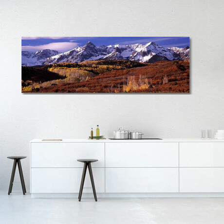 Mountains Covered with Snow and Fall Colors, near Telluride, Colorado, USA // Panoramic Images (16"H x 48"W x 0.75"D)