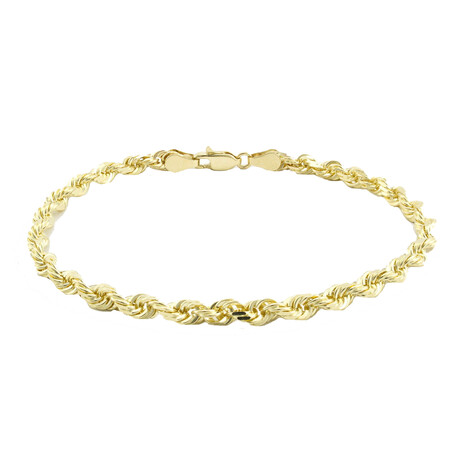 10K Gold Hollow 4MM Thick Rope Bracelet // 8"