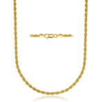 10K Gold Semi Solid 3.5MM Thick Diamond Cut Laser Rope Chain (22")