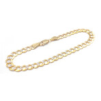 14K Solid Two Tone Gold 5MM Thick Diamond Cut Cuban Link Chain Bracelet // 8"