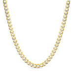 14K Solid Two Tone Gold 5MM Thick Diamond Cut Cuban Link Chain Necklace (20")