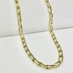 14K Gold Semi Solid Open Link Paperclip Chain Necklace // 22"