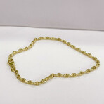 14K Solid Gold 2.5MM Twisted Puff Mariner Chain Bracelet // 8"