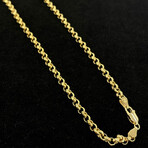 14K Gold Semi Solid 4.5MM Thick Rolo Interlocking Link chain Necklace (18")