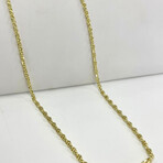 14K Solid Gold 2.5MM Twisted Puff Mariner Chain Bracelet (22")