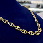 10K Solid Gold 8MM Thick Puff Mariner Chain Necklace // 22"