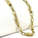 14K Gold Semi Solid Fancy Twist Alternating Patterned Bullet Chain // 22"