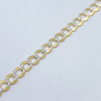 14K Solid Two Tone Gold 5MM Thick Diamond Cut Cuban Link Chain Bracelet // 8"