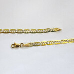 14K Solid Two Tone Gold 3MM Diamond Cut Mariner Chain Bracelet // 8"