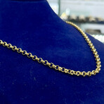 14K Gold Semi Solid 4.5MM Thick Rolo Interlocking Link chain Necklace (18")