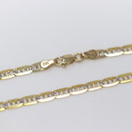 14K Solid Two Tone Gold 3MM Diamond Cut Mariner Chain Bracelet // 8"