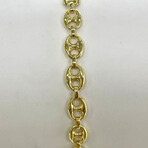 10K Solid Gold 12MM Thick Puff Mariner Chain Bracelet // 8.5"