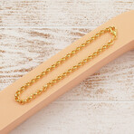 10K Yellow Gold 3.5MM Thick Round Rolo Link Chain Bracelet // 7.5"