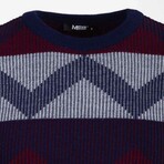 Ian Knitwear Jumper // Dark Blue + Claret Red (XL)