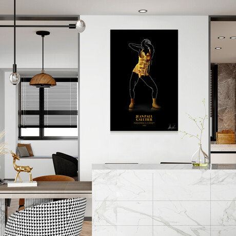 J Gold Fashion Look Frameless // Free Floating Reverse Printed Tempered Glass Wall Art