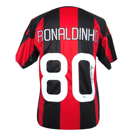 Ronaldinho // Autographed AC Milan Jersey