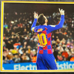 Leo Messi Autographed FC Barcelona // 22" x 22"