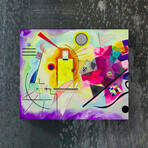 Kandinsky Series Glass Print // Yellow & Purple Abstract (20"H x 16"W x 0.5"D)