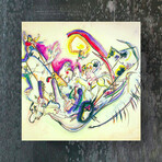 Kandinsky Series Glass Print // Horseriding Abstract (20"H x 16"W x 0.5"D)