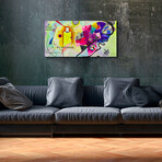 Kandinsky Series Glass Print // Yellow & Purple Abstract (20"H x 16"W x 0.5"D)