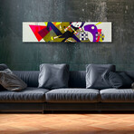 Kandinsky Series Glass Print // Gold Square & Red Abstract (20"H x 16"W x 0.5"D)