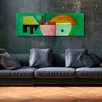 Kandinsky Series Glass Print // Green Abstract (20"H x 16"W x 0.5"D)