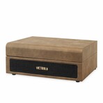 Victrola Parker Bluetooth Suitcase Record Player with 3-speed Turntable (Light Beige)