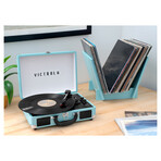 Victrola Journey+ Bluetooth Suitcase Record Player with Matching Record Stand (Black)