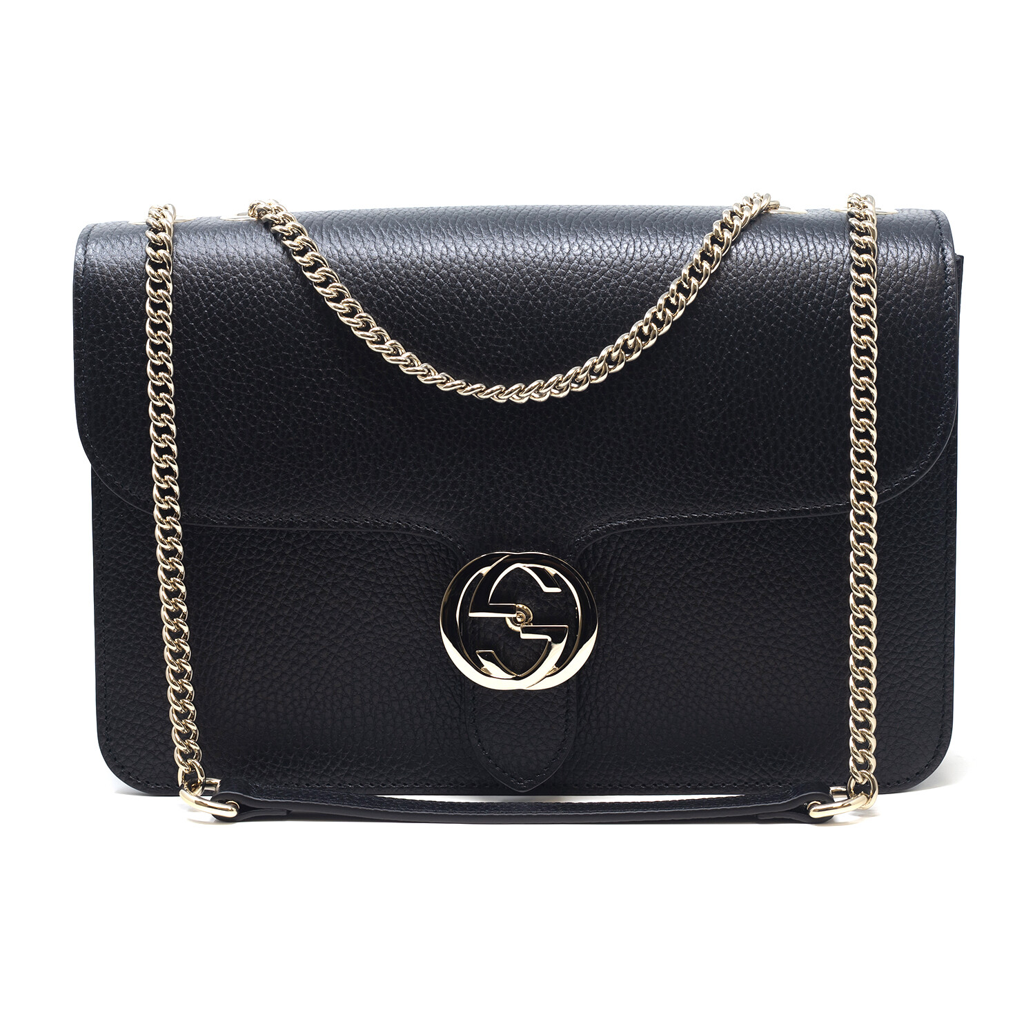Interlocking GG Shoulder Bag // Black + Gold - Gucci Bags & Purses ...