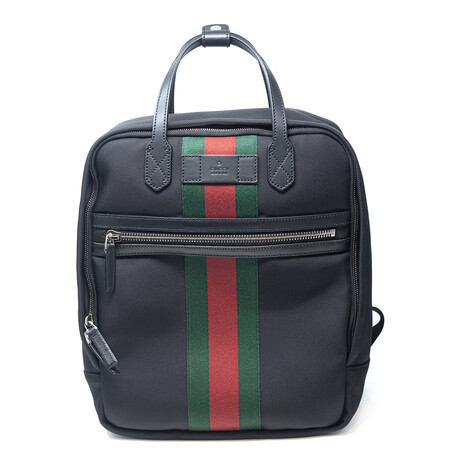 G Band Techno-Canvas Top Handle Backpack // Black + Green + Red