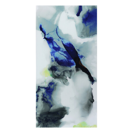 Blue Splash // Frameless Free Floating Reverse Tempered Art Glass Wall Art by EAD Art Coop