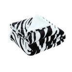 Printed Flannel Throw Reverse Solid Sherpa // Zebra
