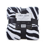 Printed Flannel Throw Reverse Solid Sherpa // Zebra