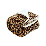 Printed Flannel Throw Reverse Solid Sherpa // Leopard