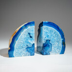 Genuine Blue Banded Agate Bookends
