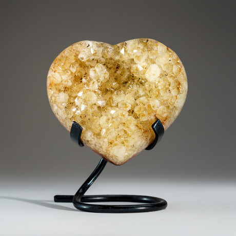 Genuine Citrine Clustered Heart on Stand
