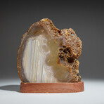 Natural Agate Slice on Wooden Stand