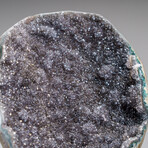 Genuine Black Druzy Clustered Quartz Geode on a Custom Metal Stand