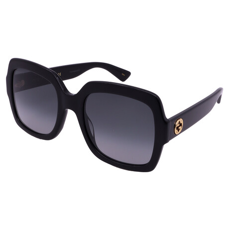 Women's GG0036SN 001 Square Sunglasses // Black + Gray Smoke