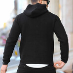 Zippered Hooded Knit Jacket // Black (XL)
