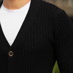 Thick Knitted Buttoned Cardigan // Black (M)