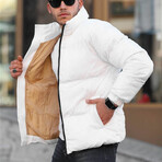 Oversized Velvet Down Jacket // White (L)